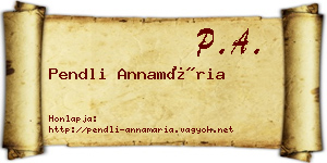 Pendli Annamária névjegykártya